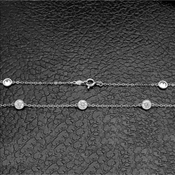 Sale* 4Ct Diamond 14K White Gold Bezel Necklace - Picture 4 of 4